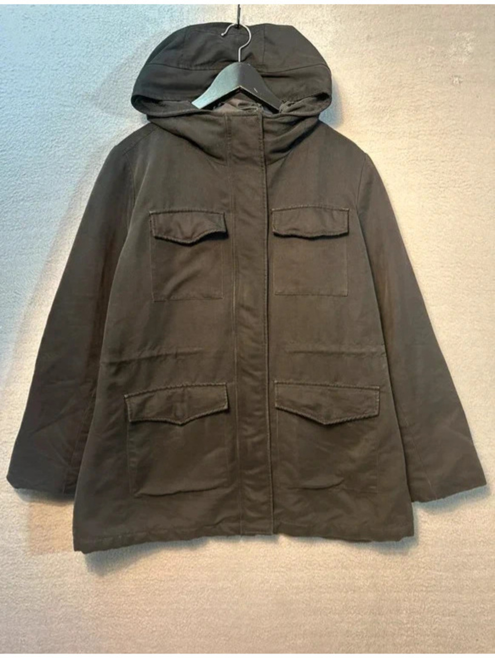 Utility Parka Jacket, New York & Company, Black hooded, tagged Size L, Y2K style